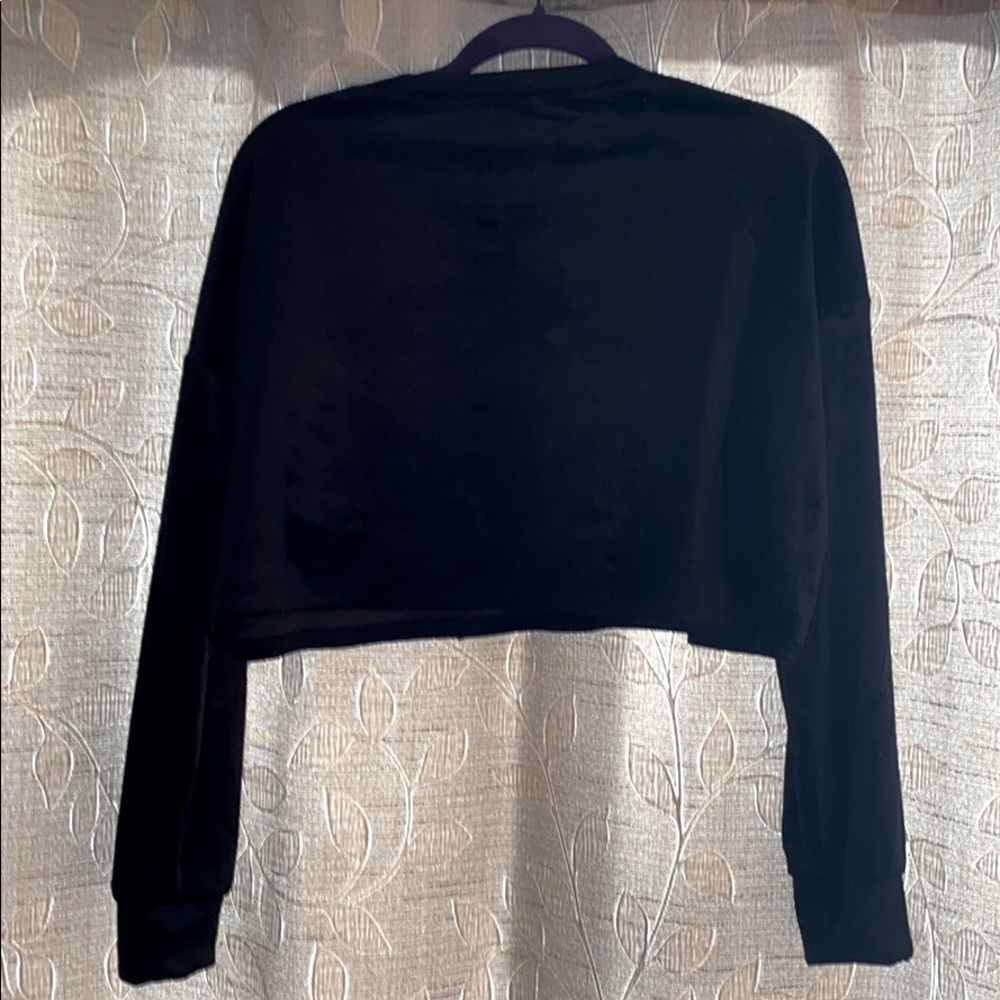 🌺 NWT Black Velvet Long Sleeve Crop Top - Picture 6 of 9